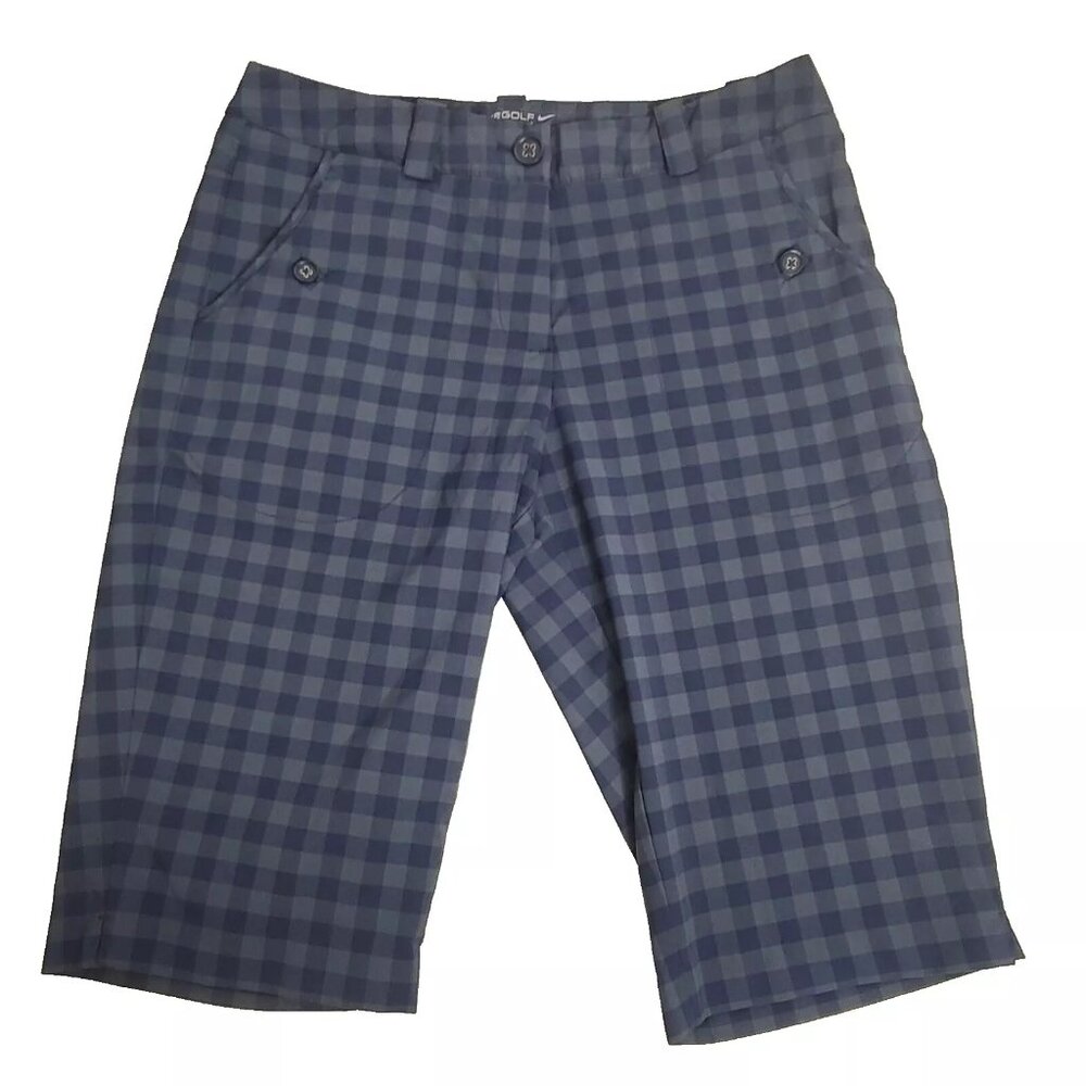 NIKE GOLF SHORTS Tour Performance Size‎ 6 Dri-Fit Dark Blue Checkered Pockets